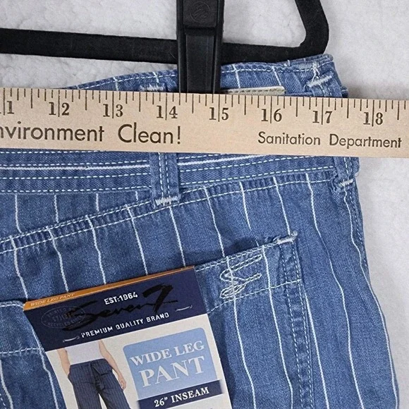 Seven7 Women's Wide Leg Pant Size 12 Belted Blue Striped Pockets Comfort NWT - Picture 12 of 15